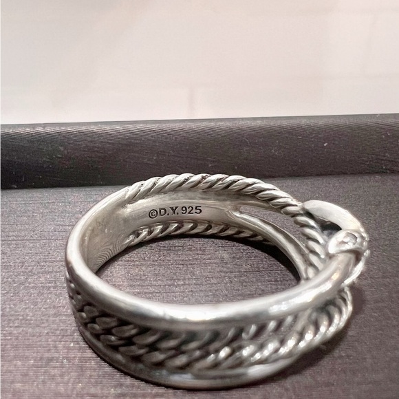 Size 6.5 Yurman X Crossover Band Ring in Sterling Silver with Pavé Diamonds - Picture 4 of 4